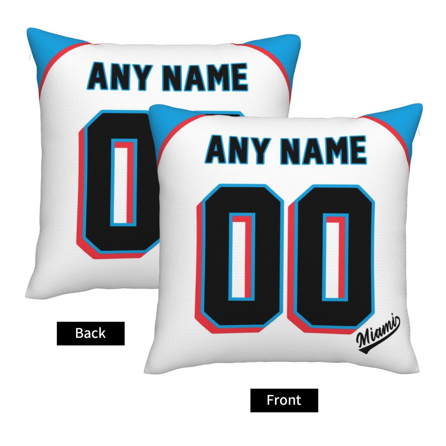 Custom Miami Marlins Pillow Decorative Throw Pillow Case - Print Personalized Football Team Fans Name & Number Birthday Gift Football Pillows