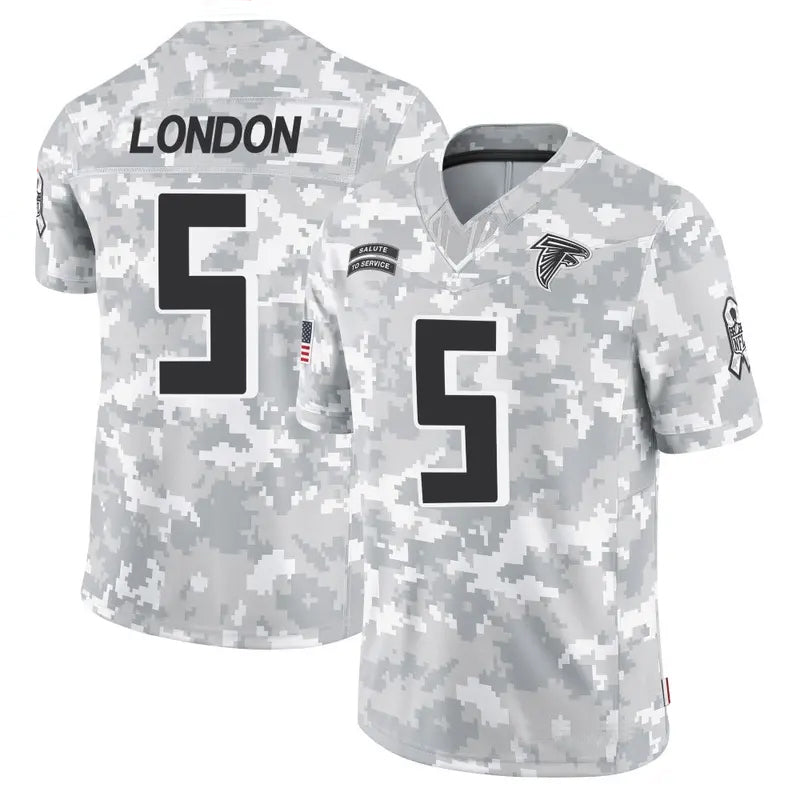 A.Falcons #5 Drake London Player Arctic Camo Salute to Service Limited BALCE Stitched Jerseys