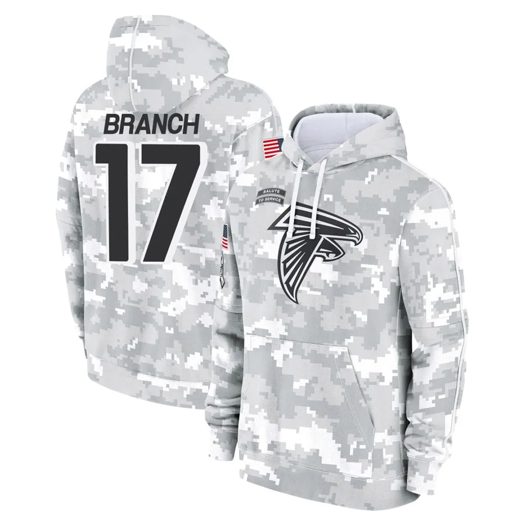 A.Falcons #17 Zachariah Branch Player Arctic Camo Salute to Service Limited Hoodie BALCE Stitched Jerseys