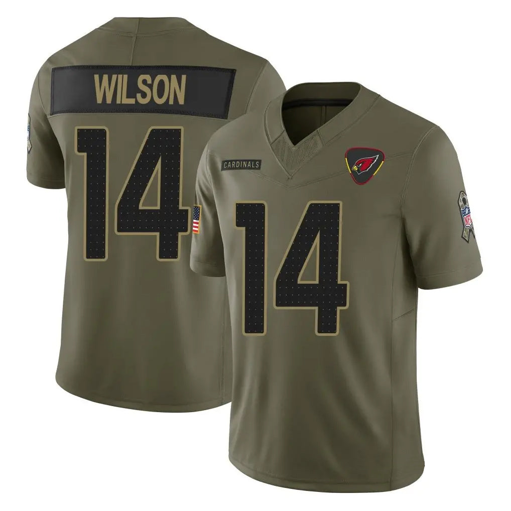 A.Cardinals #14 Michael Wilson Player Olive Salute To Service Limited Home Game BALCE Stitched Jerseys