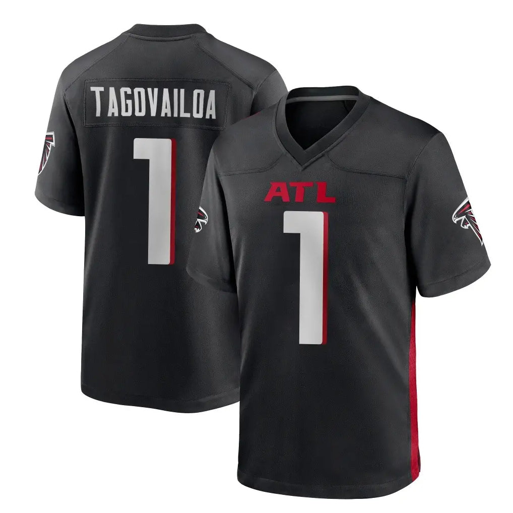 A.Falcons #1 Tua Tagovailoa Player Black Home Game BALCE Stitched Jerseys
