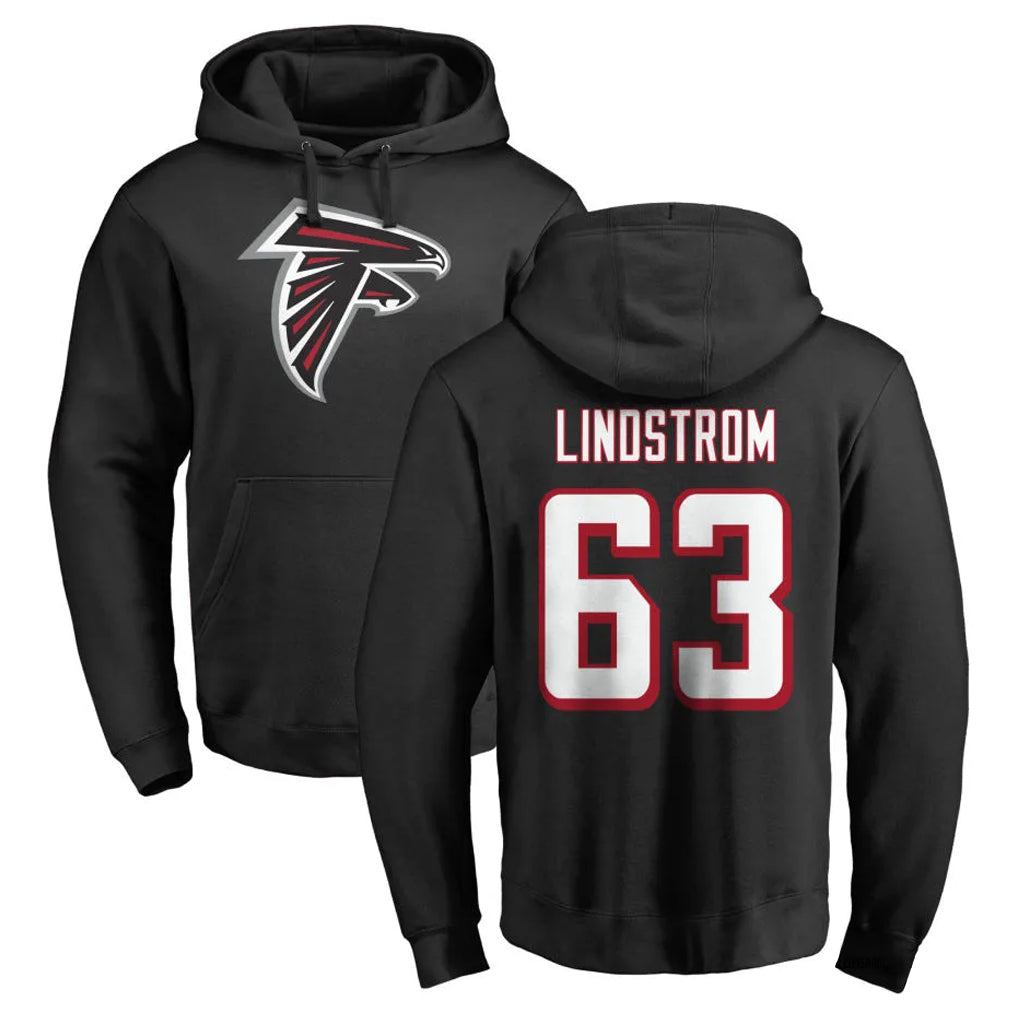 A.Falcons #63 Chris Lindstrom Player Black Salute to Service Hoodies BALCE Stitched Jerseys