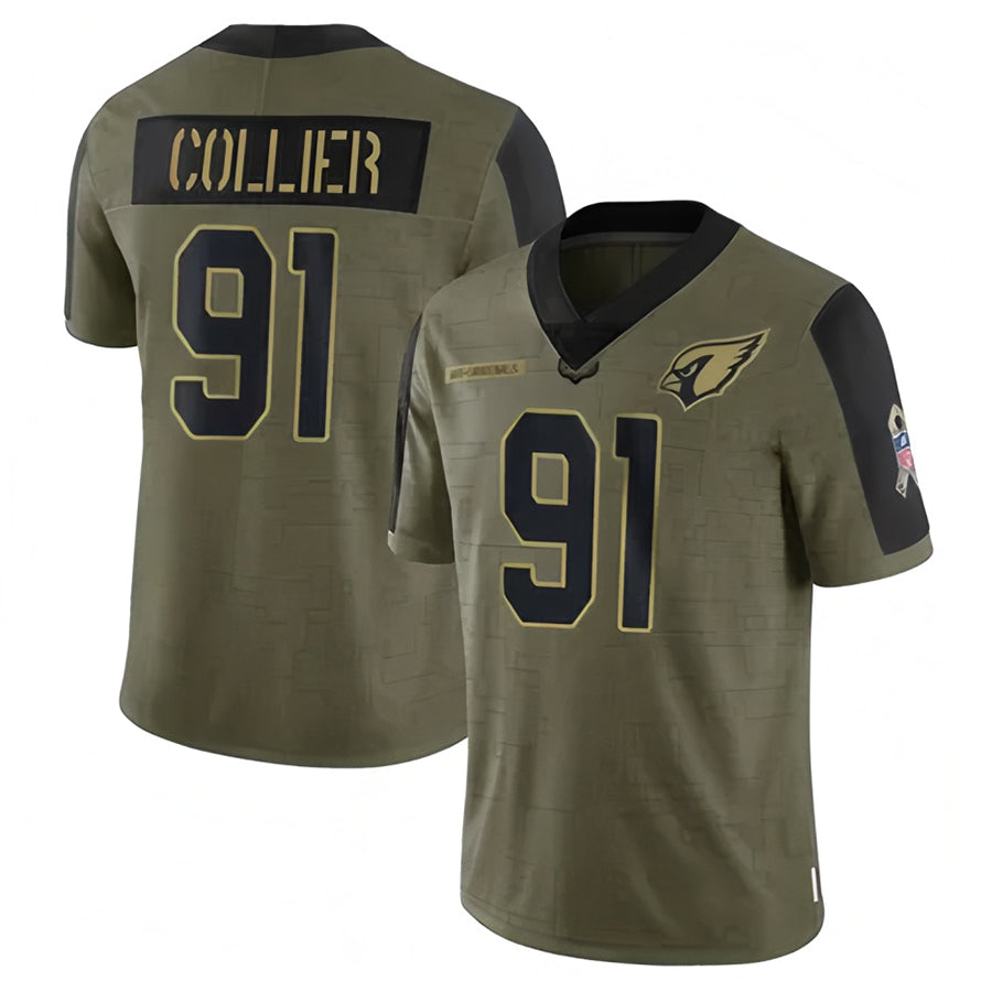 A.Cardinals #91 L.J. Collier Player Olive Salute To Service BALCE Stitched Jerseys