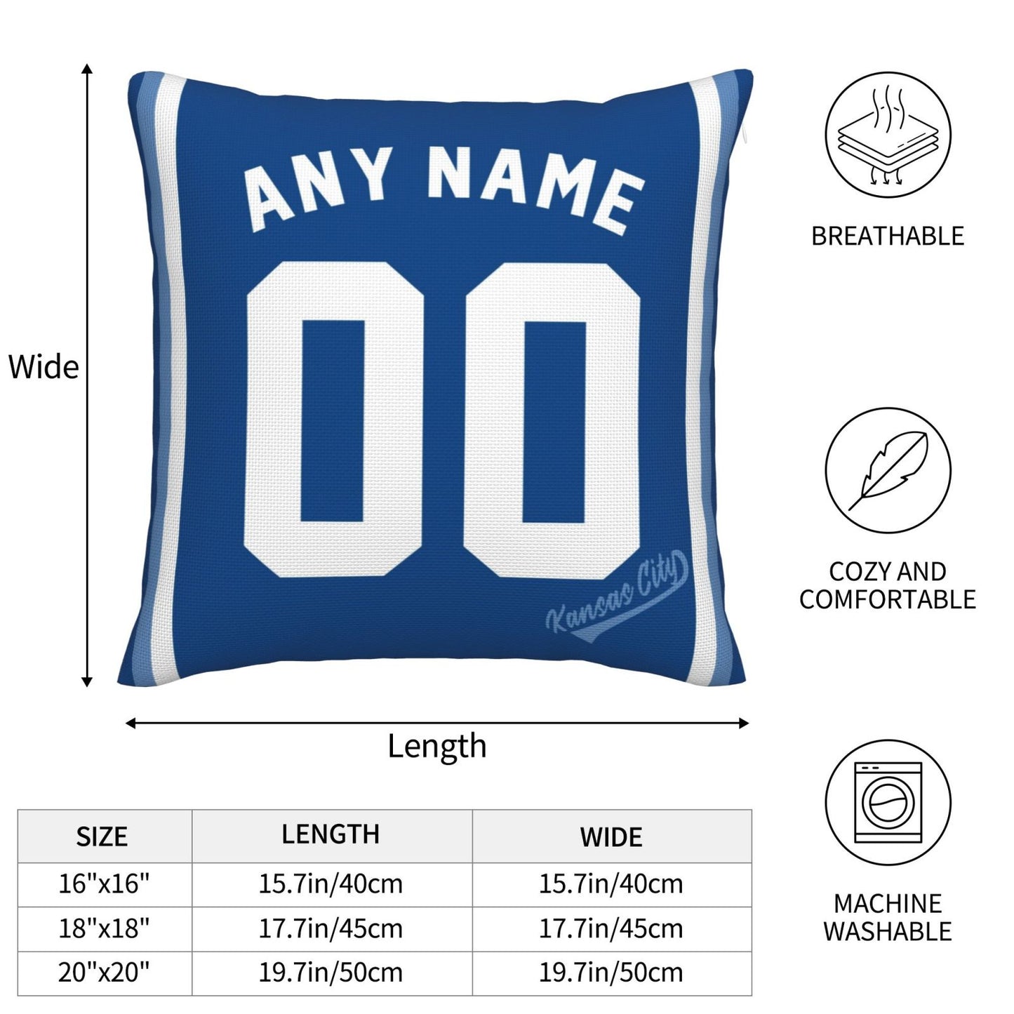 Custom Kansas City Royals Pillow Decorative Throw Pillow Case - Print Personalized Football Team Fans Name & Number Birthday Gift Football Pillows