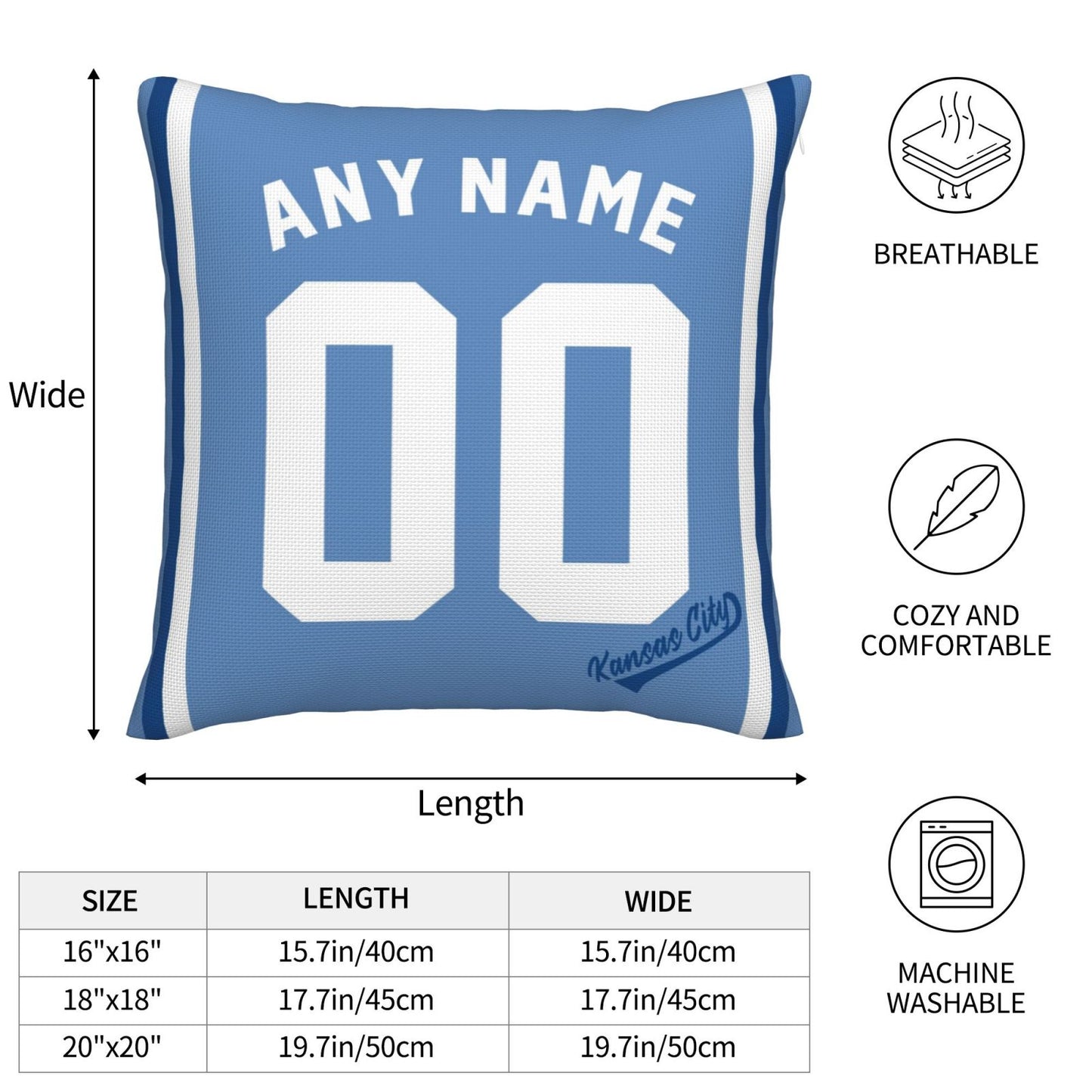 Custom Kansas City Royals Pillow Decorative Throw Pillow Case - Print Personalized Football Team Fans Name & Number Birthday Gift Football Pillows