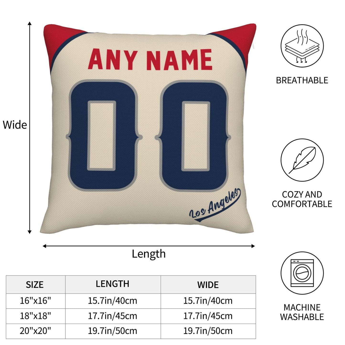 Custom Los Angeles Angels Pillow Decorative Throw Pillow Case - Print Personalized Football Team Fans Name & Number Birthday Gift Football Pillows
