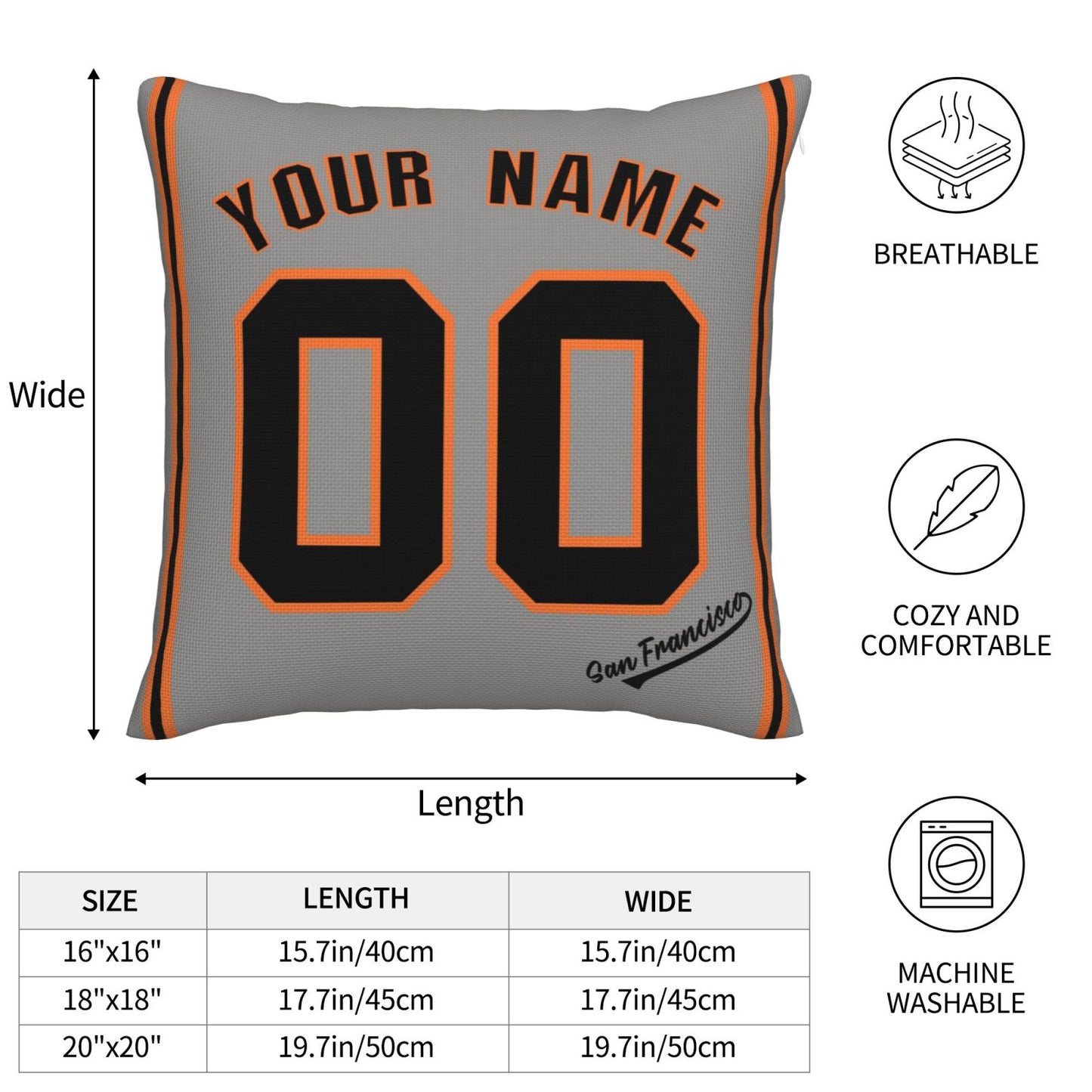 Custom San Francisco Giants Pillow Decorative Throw Pillow Case - Print Personalized Football Team Fans Name & Number Birthday Gift Football Pillows