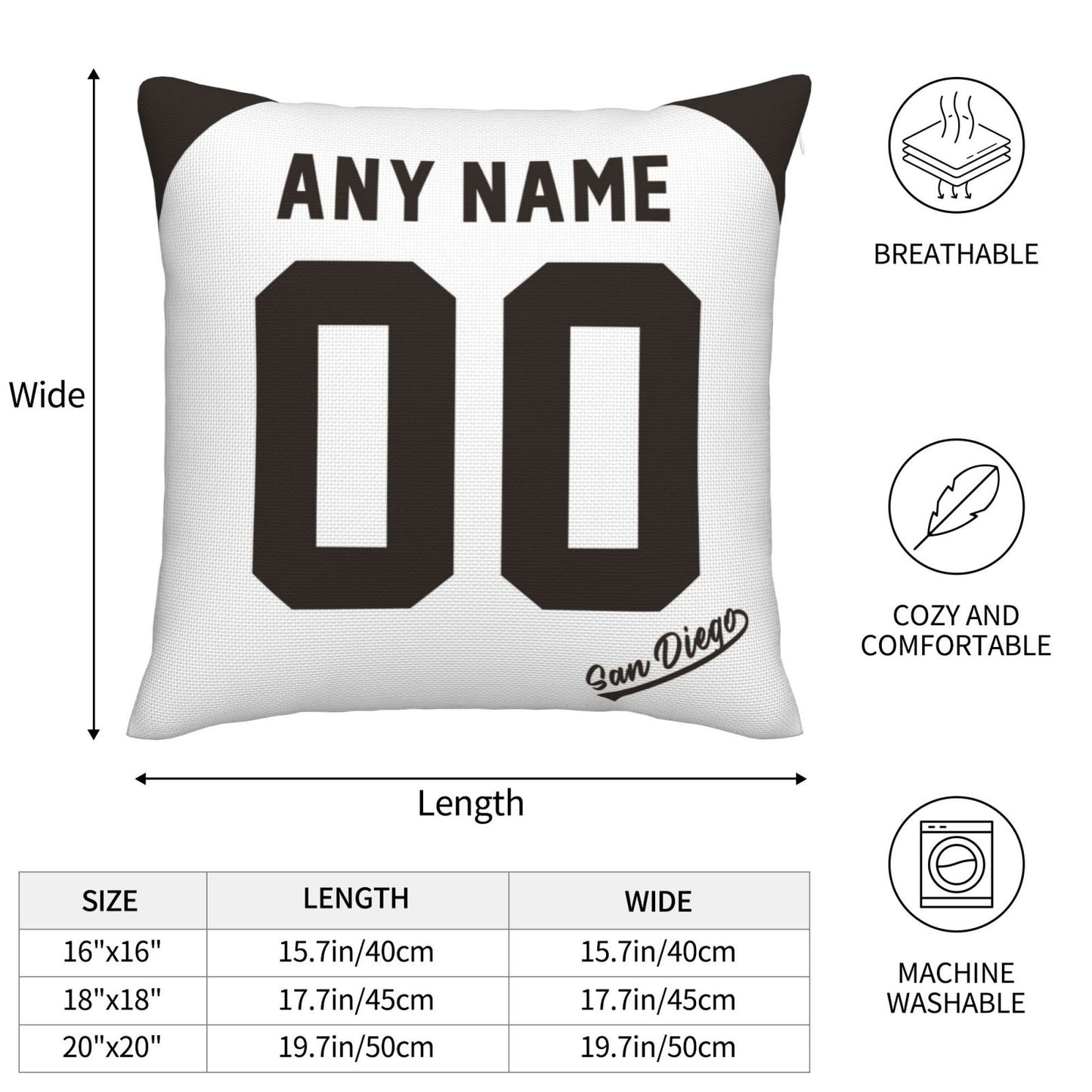 Custom San Diego Padres Pillow Decorative Throw Pillow Case - Print Personalized Football Team Fans Name & Number Birthday Gift Football Pillows