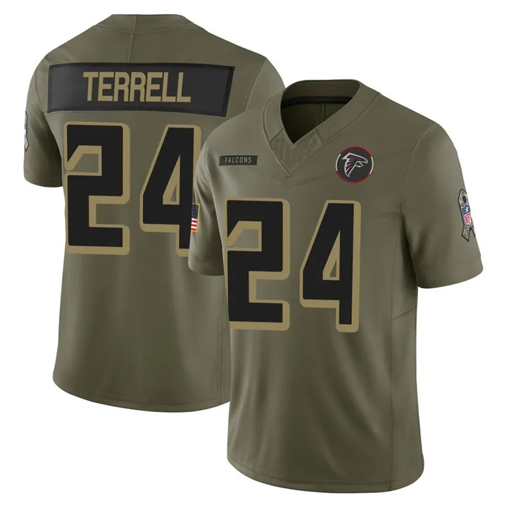 A.Falcons #24 A.J. Terrell Jr. Player Olive Salute To Service Limited Home Game BALCE Stitched Jerseys