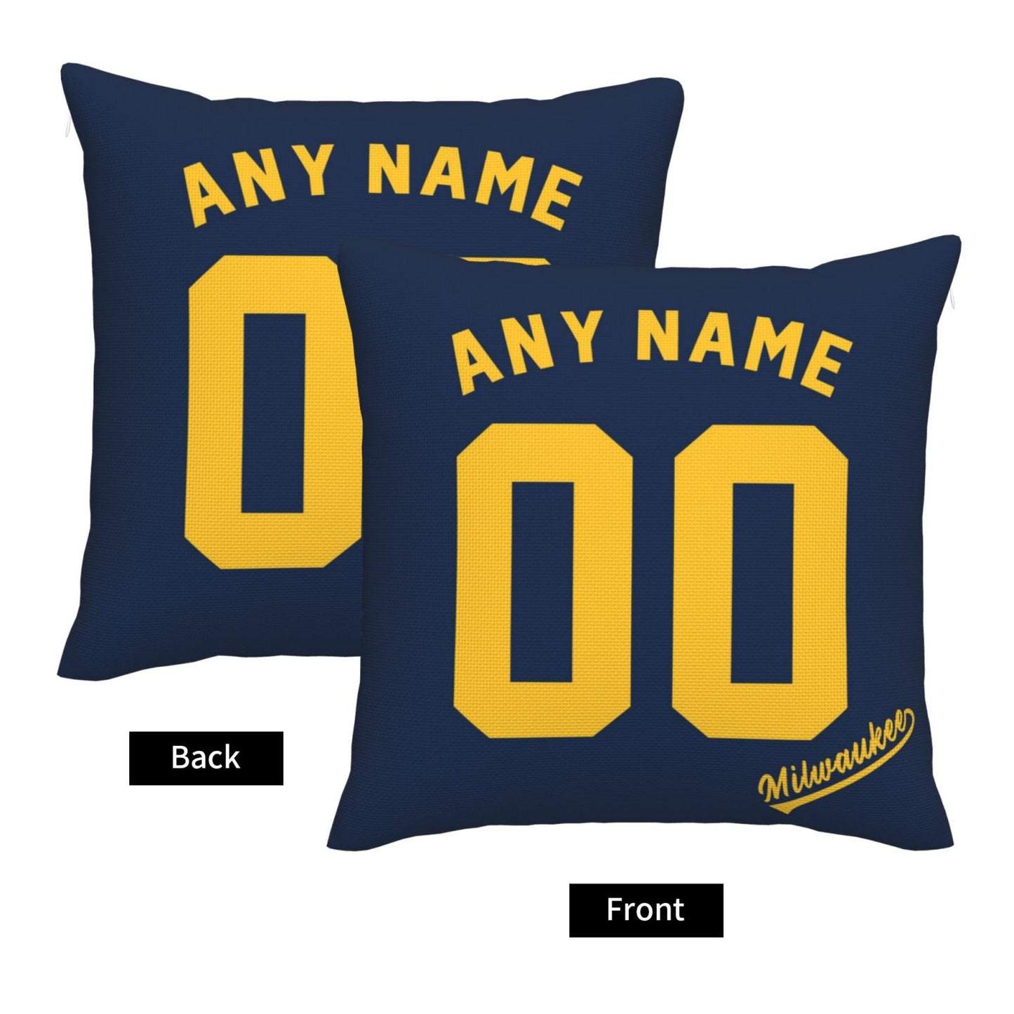 Custom Milwaukee Brewers Pillow Decorative Throw Pillow Case - Print Personalized Football Team Fans Name & Number Birthday Gift Football Pillows