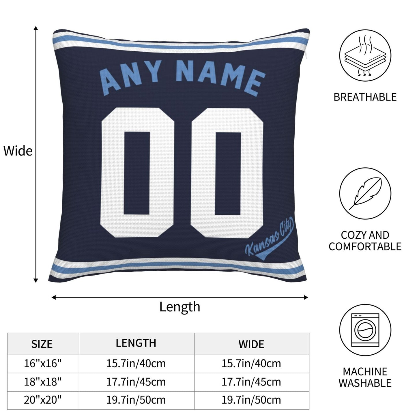 Custom Kansas City Royals Pillow Decorative Throw Pillow Case - Print Personalized Football Team Fans Name & Number Birthday Gift Football Pillows