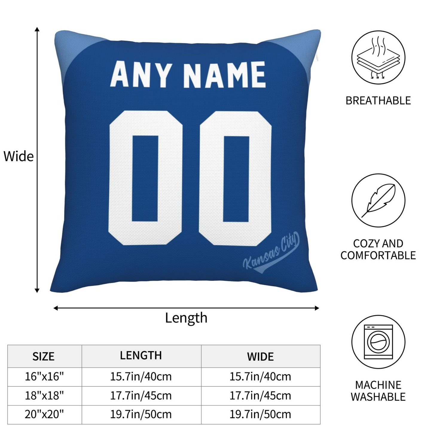 Custom Kansas City Royals Pillow Decorative Throw Pillow Case - Print Personalized Football Team Fans Name & Number Birthday Gift Football Pillows