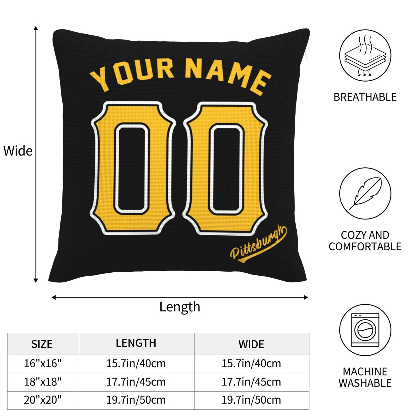 Custom Pittsburgh Pirates Pillow Decorative Throw Pillow Case - Print Personalized Football Team Fans Name & Number Birthday Gift Football Pillows