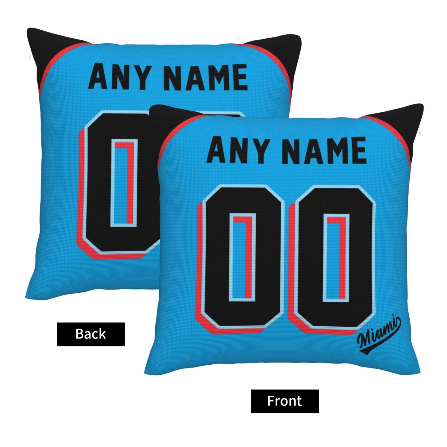 Custom Miami Marlins Pillow Decorative Throw Pillow Case - Print Personalized Football Team Fans Name & Number Birthday Gift Football Pillows