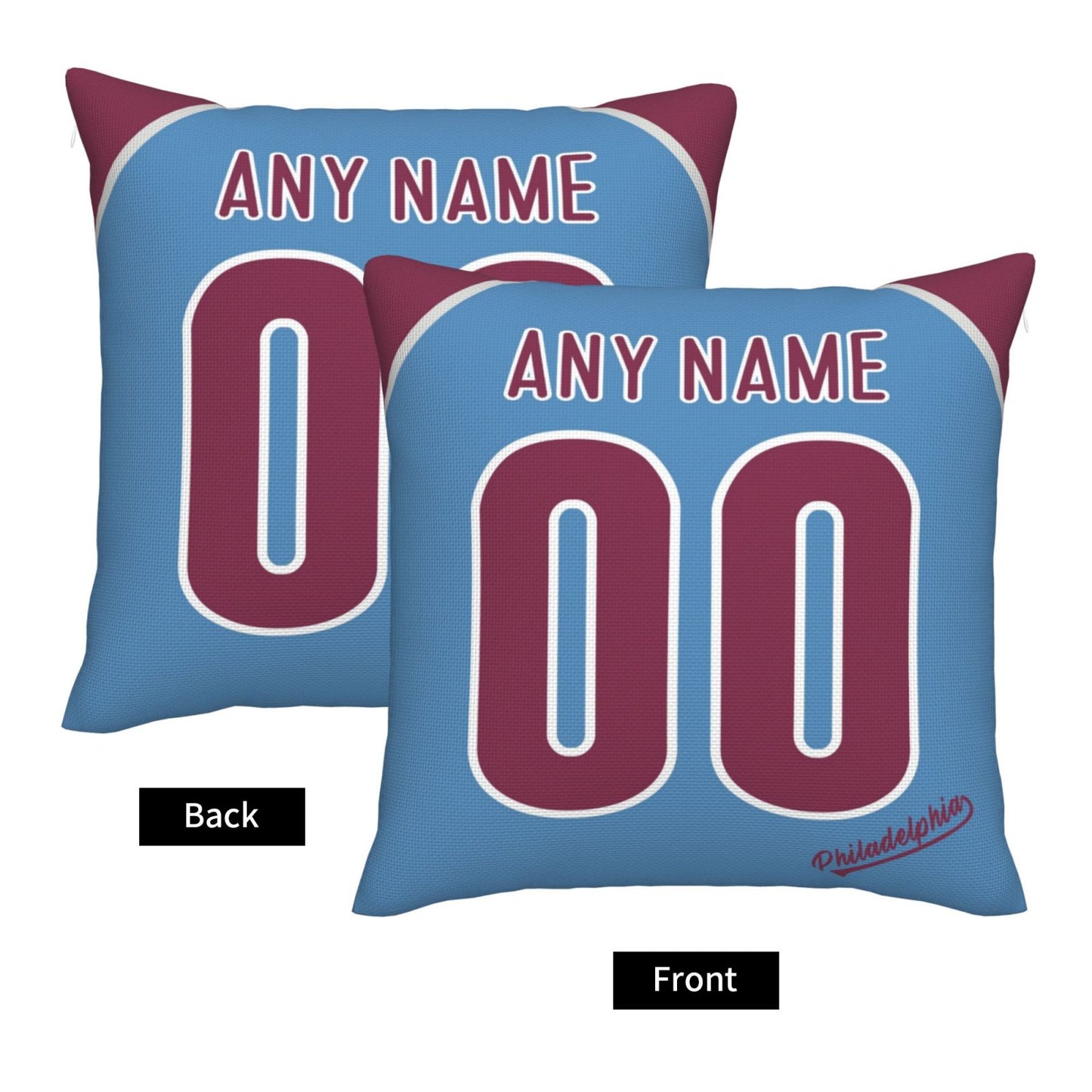 Custom Philadelphia Phillies Pillow Decorative Throw Pillow Case - Print Personalized Football Team Fans Name & Number Birthday Gift Football Pillows