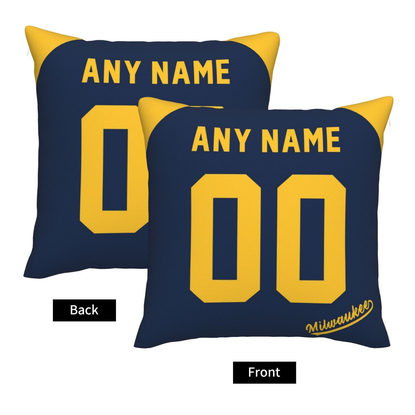 Custom Milwaukee Brewers Pillow Decorative Throw Pillow Case - Print Personalized Football Team Fans Name & Number Birthday Gift Football Pillows