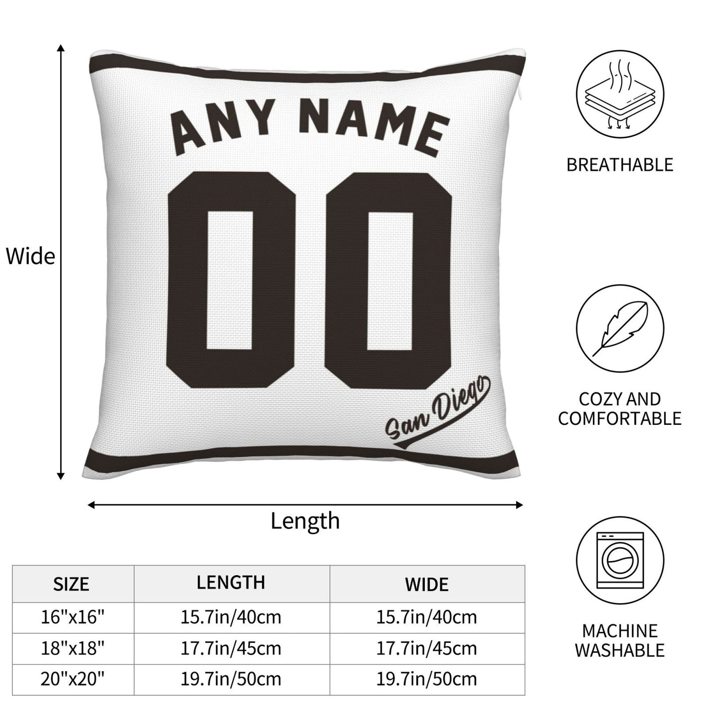 Custom San Diego Padres Pillow Decorative Throw Pillow Case - Print Personalized Football Team Fans Name & Number Birthday Gift Football Pillows