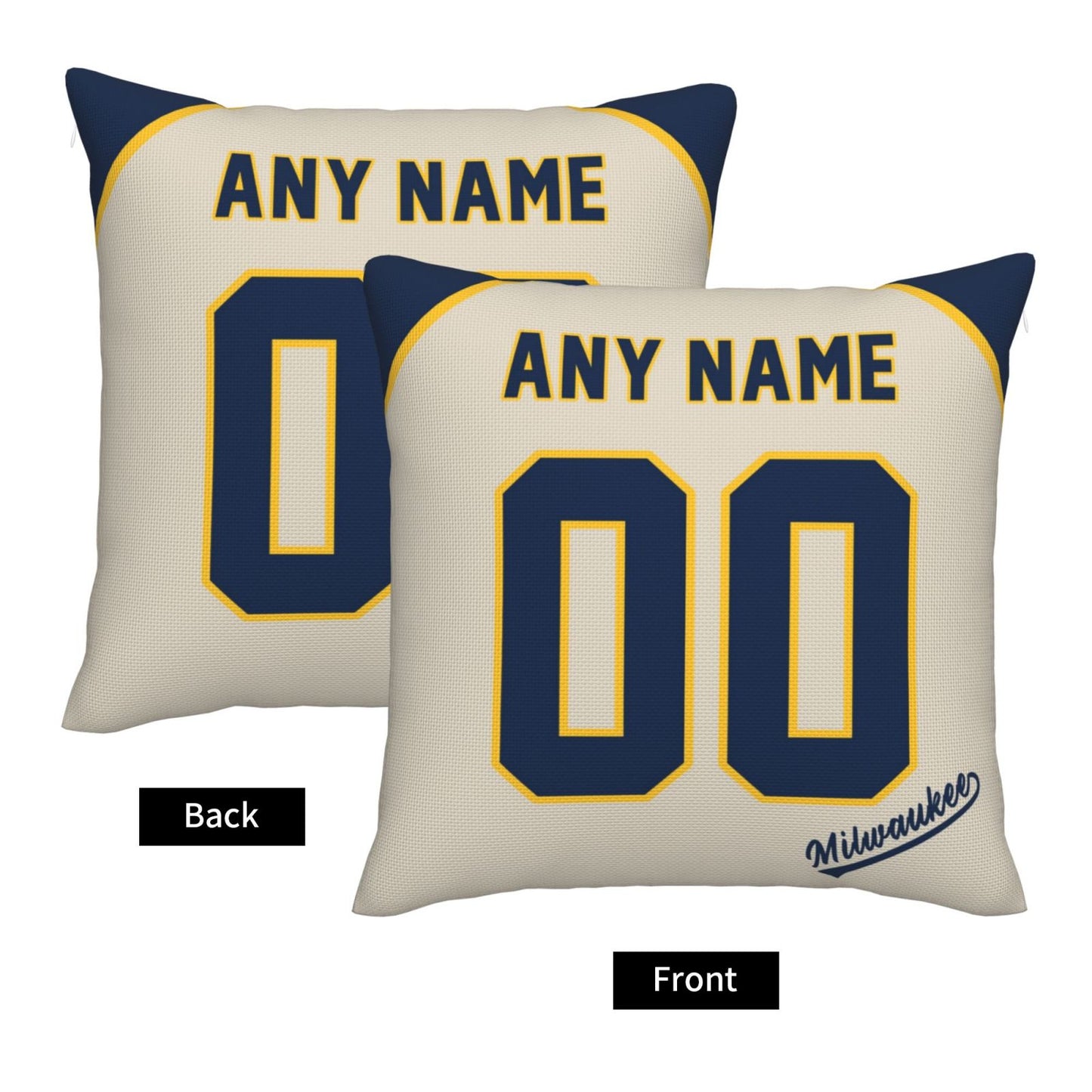Custom Milwaukee Brewers Pillow Decorative Throw Pillow Case - Print Personalized Football Team Fans Name & Number Birthday Gift Football Pillows