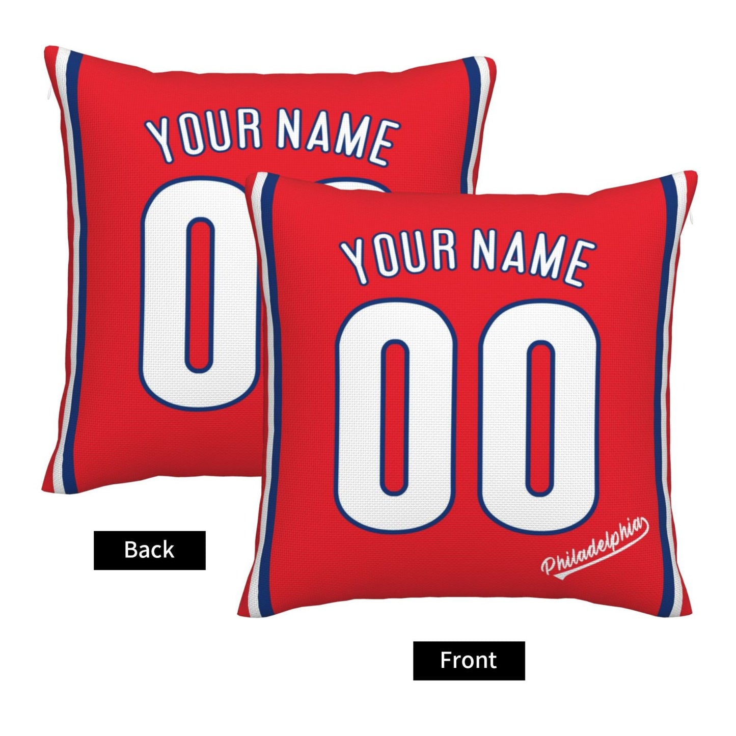 Custom Philadelphia Phillies Pillow Decorative Throw Pillow Case - Print Personalized Football Team Fans Name & Number Birthday Gift Football Pillows