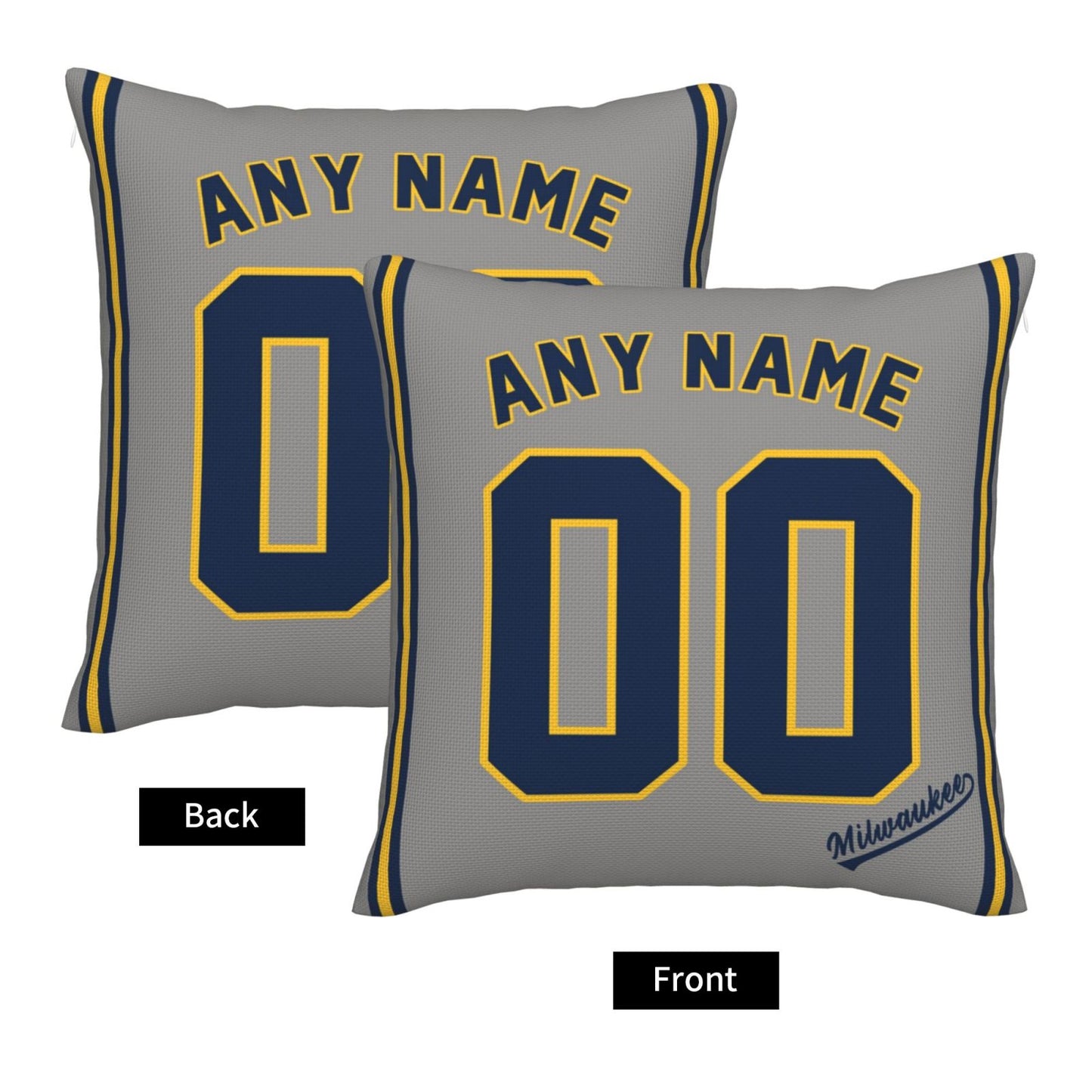 Custom Milwaukee Brewers Pillow Decorative Throw Pillow Case - Print Personalized Football Team Fans Name & Number Birthday Gift Football Pillows