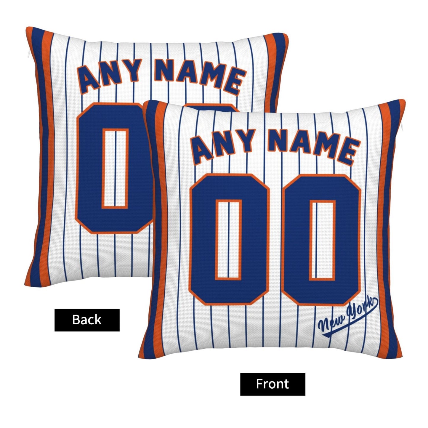 Custom New York Mets Pillow Decorative Throw Pillow Case - Print Personalized Football Team Fans Name & Number Birthday Gift Football Pillows