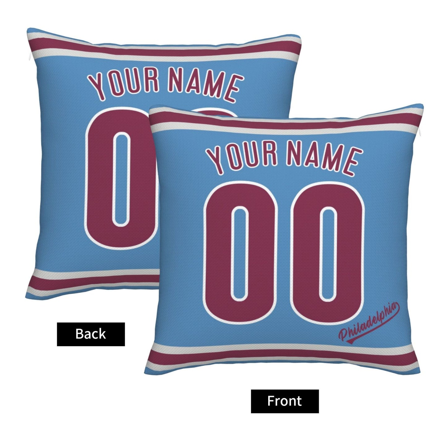 Custom Philadelphia Phillies Pillow Decorative Throw Pillow Case - Print Personalized Football Team Fans Name & Number Birthday Gift Football Pillows