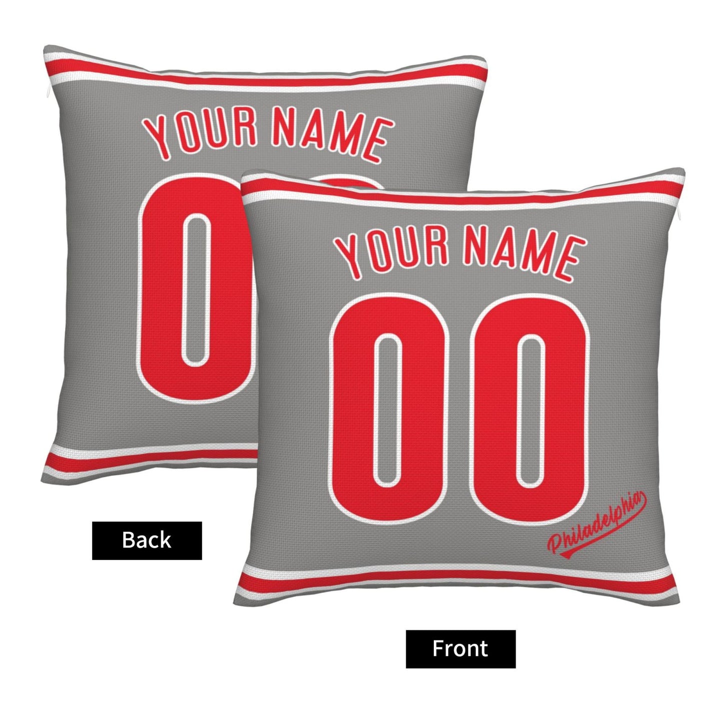 Custom Philadelphia Phillies Pillow Decorative Throw Pillow Case - Print Personalized Football Team Fans Name & Number Birthday Gift Football Pillows