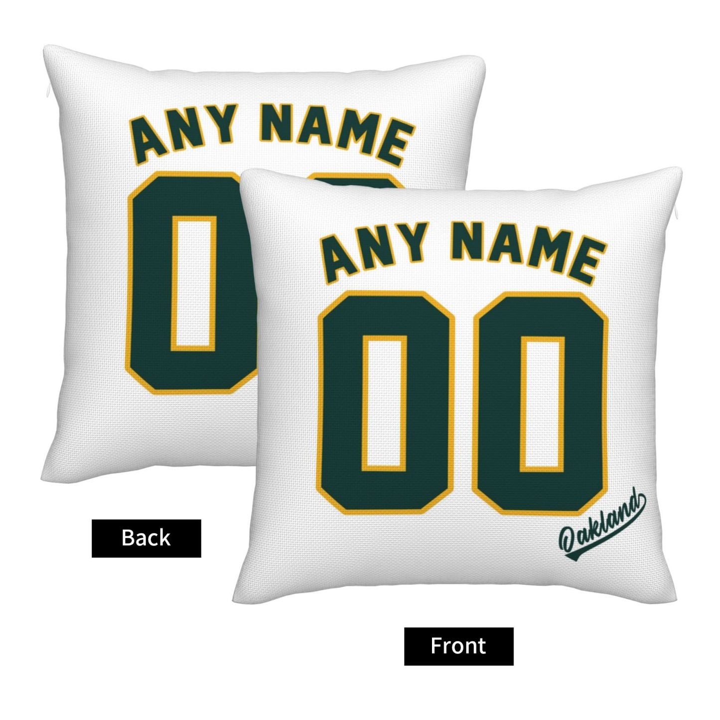 Custom Oakland Athletics Pillow Decorative Throw Pillow Case - Print Personalized Football Team Fans Name & Number Birthday Gift Football Pillows