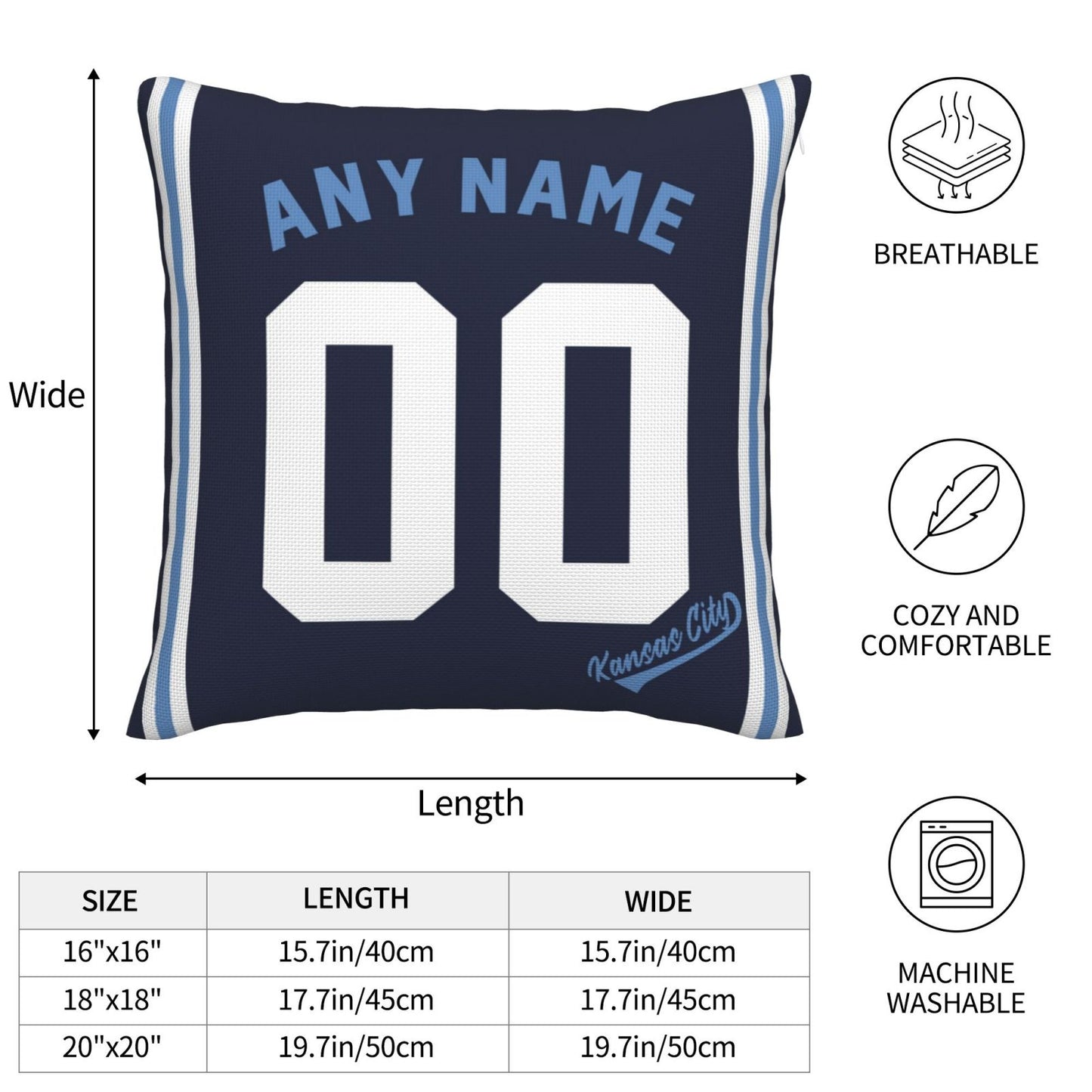 Custom Kansas City Royals Pillow Decorative Throw Pillow Case - Print Personalized Football Team Fans Name & Number Birthday Gift Football Pillows