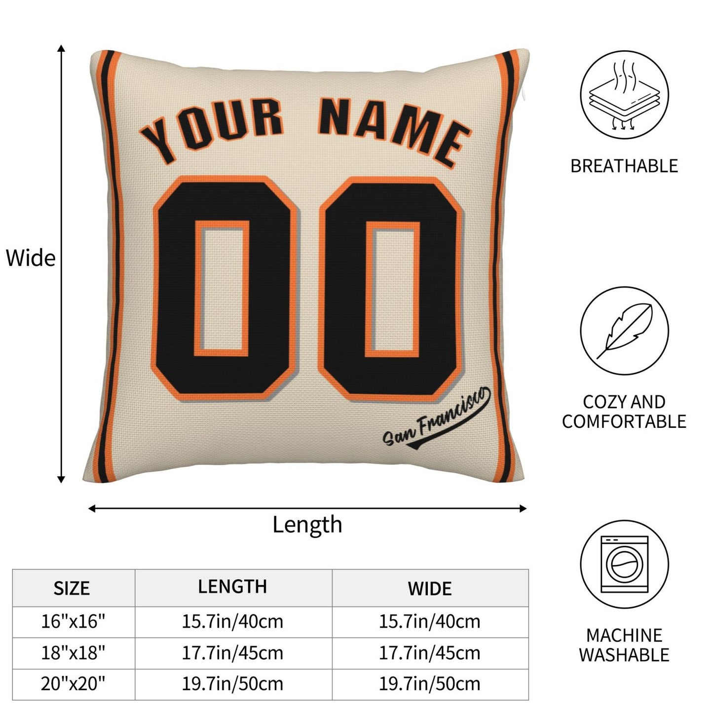 Custom San Francisco Giants Pillow Decorative Throw Pillow Case - Print Personalized Football Team Fans Name & Number Birthday Gift Football Pillows