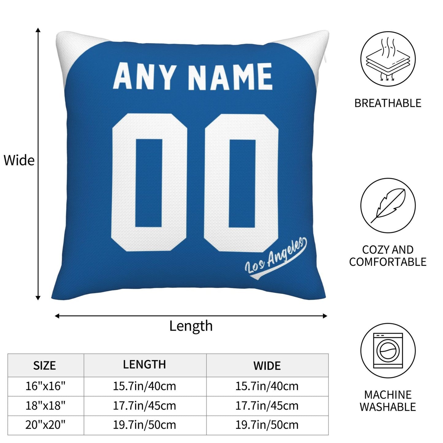 Custom Los Angeles Dodgers Pillow Decorative Throw Pillow Case - Print Personalized Football Team Fans Name & Number Birthday Gift Football Pillows
