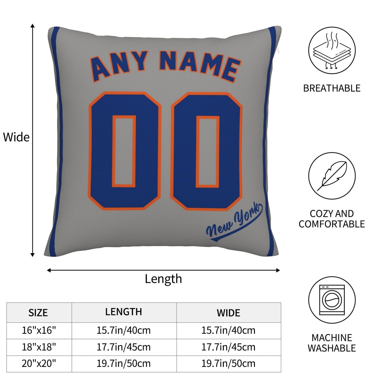 Custom New York Mets Pillow Decorative Throw Pillow Case - Print Personalized Football Team Fans Name & Number Birthday Gift Football Pillows