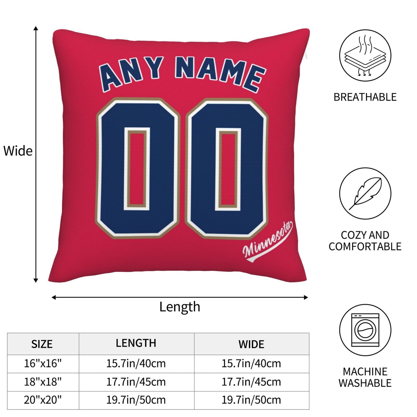 Custom Minnesota Twins Pillow Decorative Throw Pillow Case - Print Personalized Football Team Fans Name & Number Birthday Gift Football Pillows