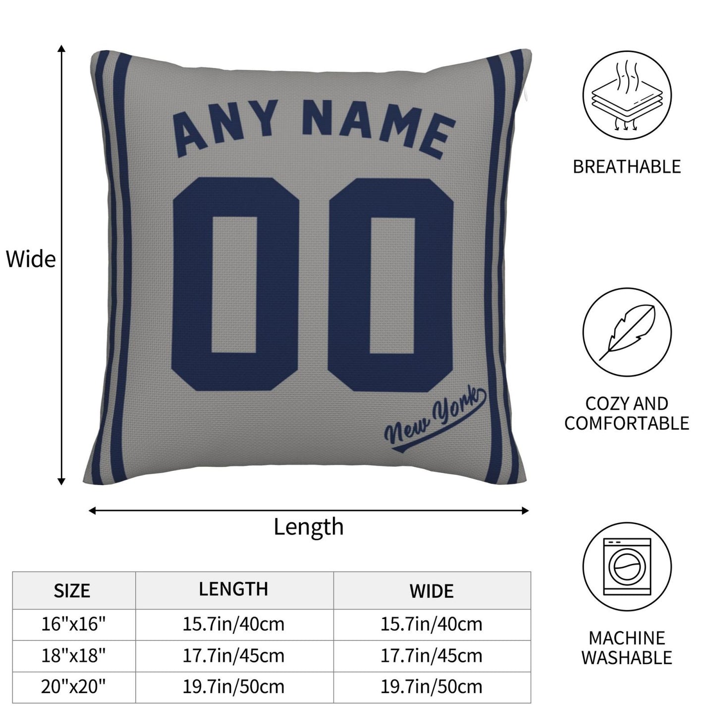 Custom New York Yankees Pillow Decorative Throw Pillow Case - Print Personalized Football Team Fans Name & Number Birthday Gift Football Pillows