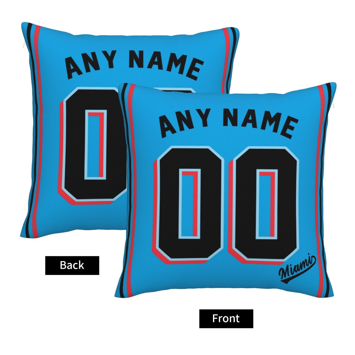 Custom Miami Marlins Pillow Decorative Throw Pillow Case - Print Personalized Football Team Fans Name & Number Birthday Gift Football Pillows