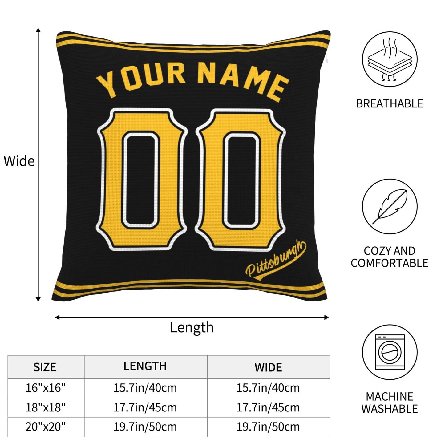 Custom Pittsburgh Pirates Pillow Decorative Throw Pillow Case - Print Personalized Football Team Fans Name & Number Birthday Gift Football Pillows