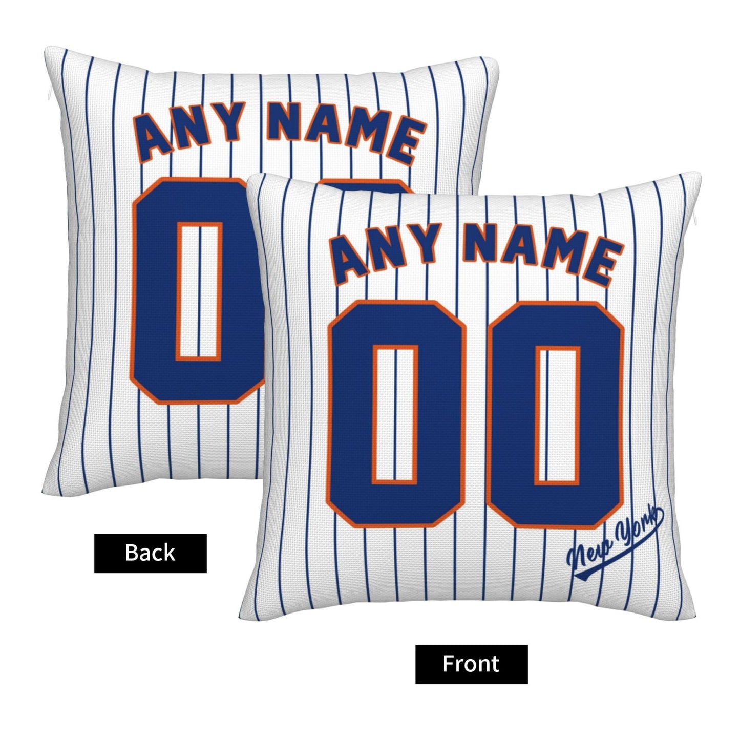 Custom New York Mets Pillow Decorative Throw Pillow Case - Print Personalized Football Team Fans Name & Number Birthday Gift Football Pillows