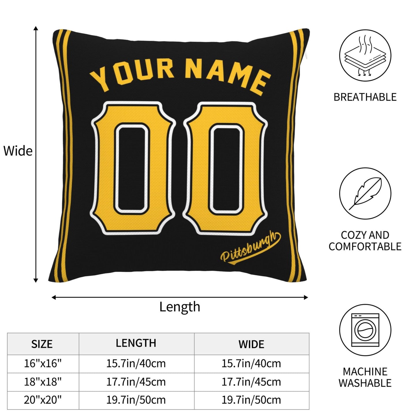 Custom Pittsburgh Pirates Pillow Decorative Throw Pillow Case - Print Personalized Football Team Fans Name & Number Birthday Gift Football Pillows