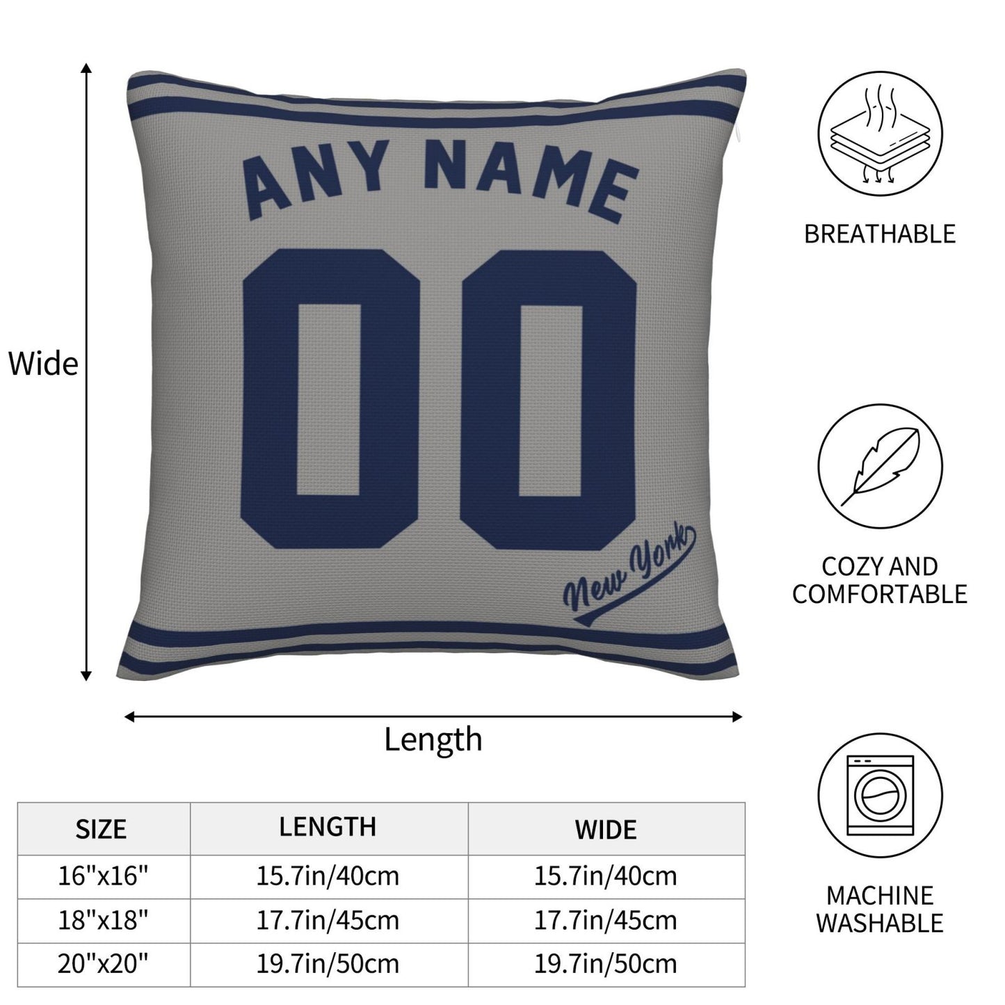 Custom New York Yankees Pillow Decorative Throw Pillow Case - Print Personalized Football Team Fans Name & Number Birthday Gift Football Pillows