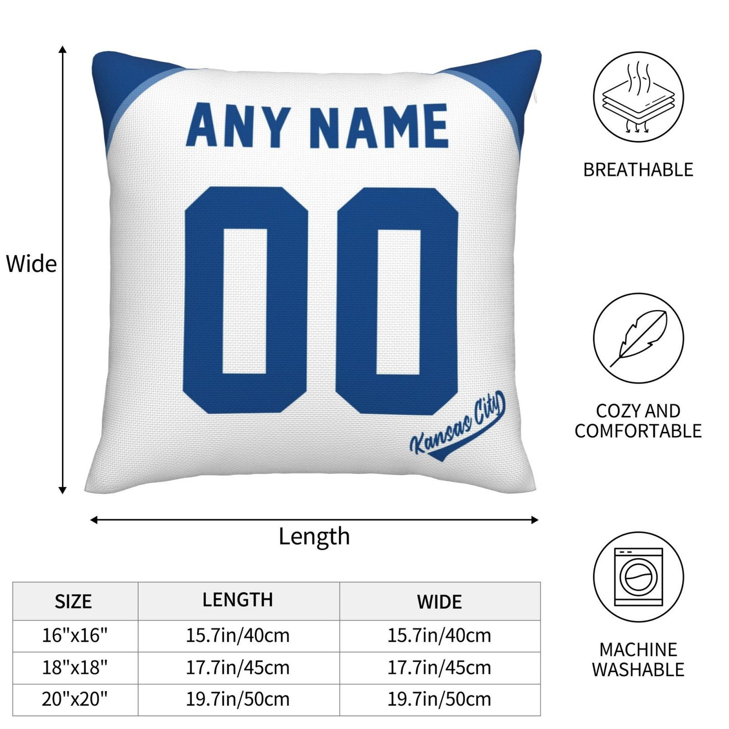 Custom Kansas City Royals Pillow Decorative Throw Pillow Case - Print Personalized Football Team Fans Name & Number Birthday Gift Football Pillows