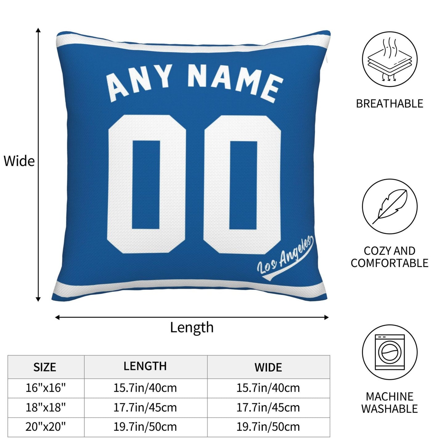 Custom Los Angeles Dodgers Pillow Decorative Throw Pillow Case - Print Personalized Football Team Fans Name & Number Birthday Gift Football Pillows