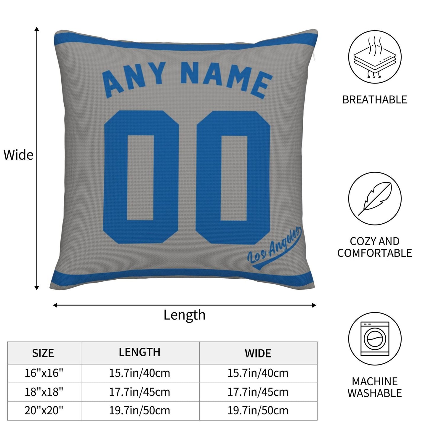 Custom Los Angeles Dodgers Pillow Decorative Throw Pillow Case - Print Personalized Football Team Fans Name & Number Birthday Gift Football Pillows