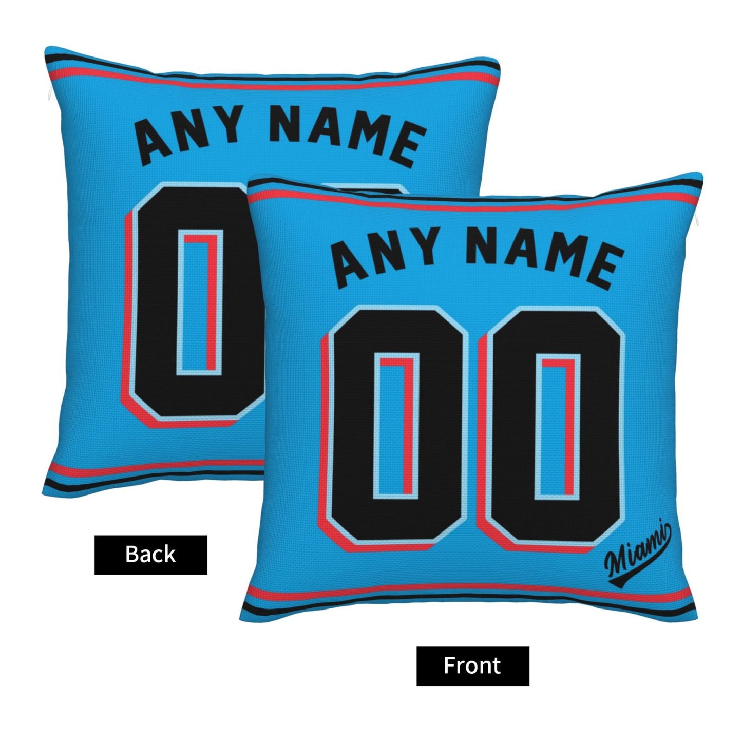 Custom Miami Marlins Pillow Decorative Throw Pillow Case - Print Personalized Football Team Fans Name & Number Birthday Gift Football Pillows