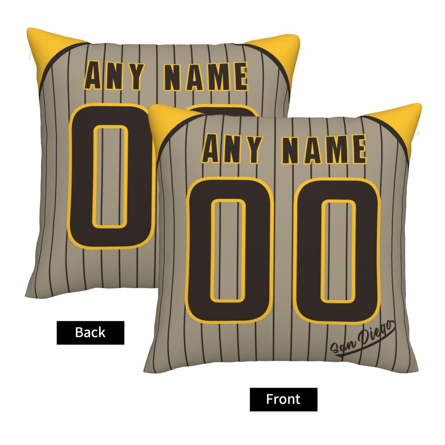 Custom San Diego Padres Pillow Decorative Throw Pillow Case - Print Personalized Football Team Fans Name & Number Birthday Gift Football Pillows