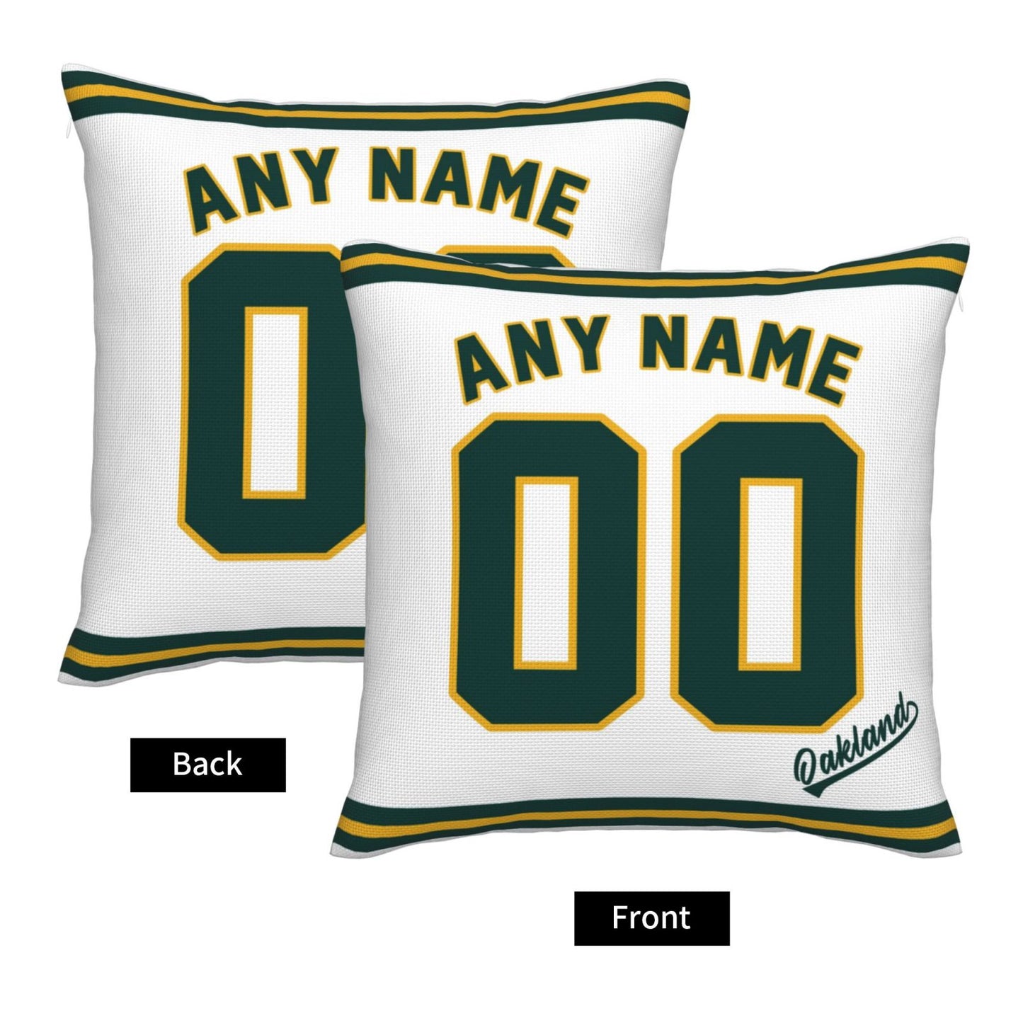 Custom Oakland Athletics Pillow Decorative Throw Pillow Case - Print Personalized Football Team Fans Name & Number Birthday Gift Football Pillows