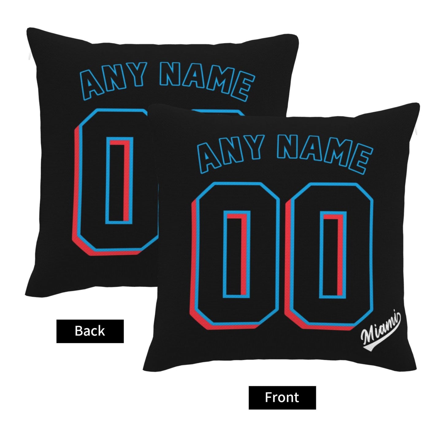 Custom Miami Marlins Pillow Decorative Throw Pillow Case - Print Personalized Football Team Fans Name & Number Birthday Gift Football Pillows