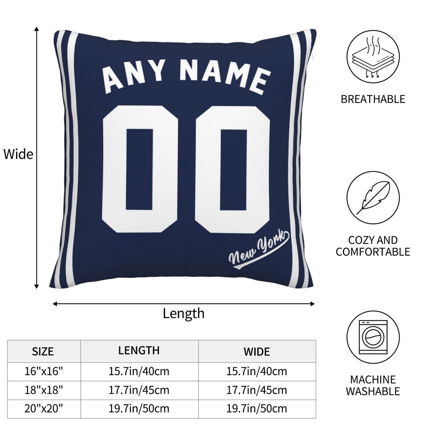 Custom New York Yankees Pillow Decorative Throw Pillow Case - Print Personalized Football Team Fans Name & Number Birthday Gift Football Pillows