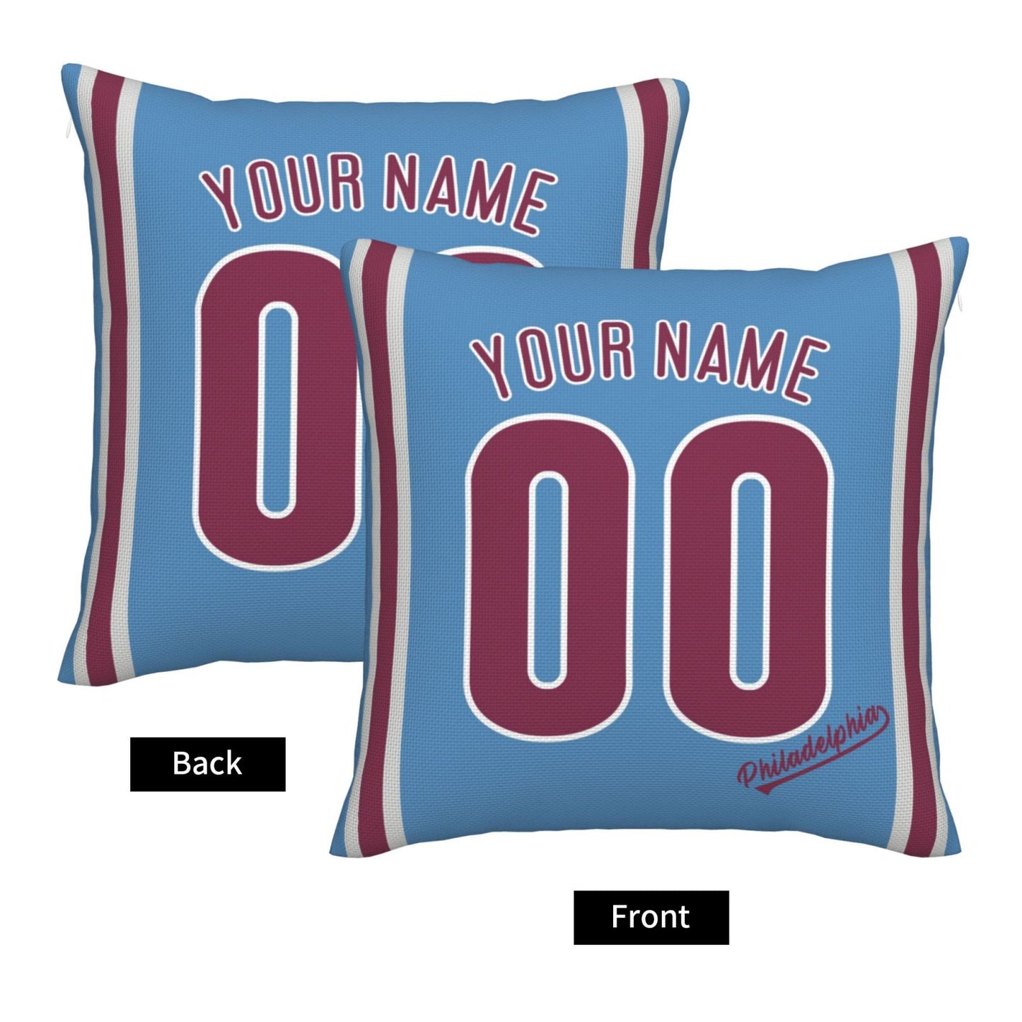Custom Philadelphia Phillies Pillow Decorative Throw Pillow Case - Print Personalized Football Team Fans Name & Number Birthday Gift Football Pillows