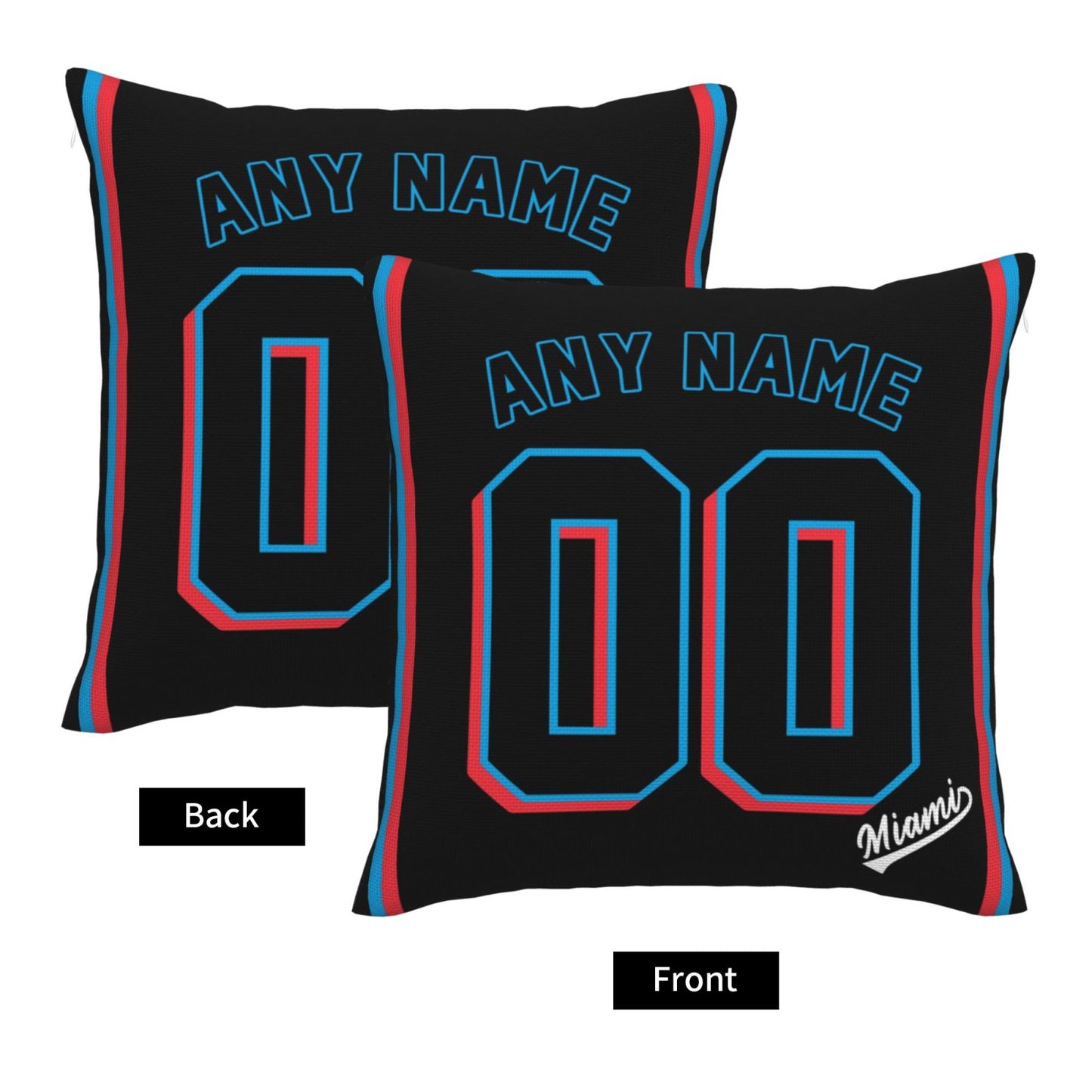 Custom Miami Marlins Pillow Decorative Throw Pillow Case - Print Personalized Football Team Fans Name & Number Birthday Gift Football Pillows