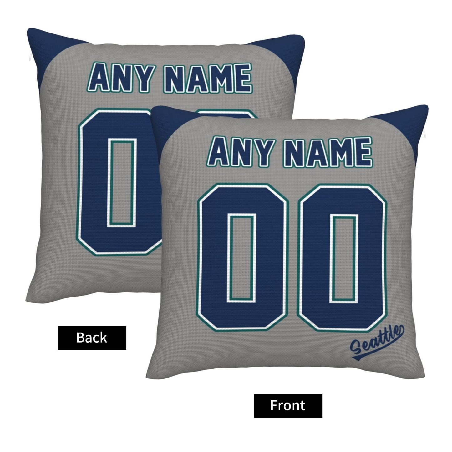 Custom Seattle Mariners Pillow Decorative Throw Pillow Case - Print Personalized Football Team Fans Name & Number Birthday Gift Football Pillows